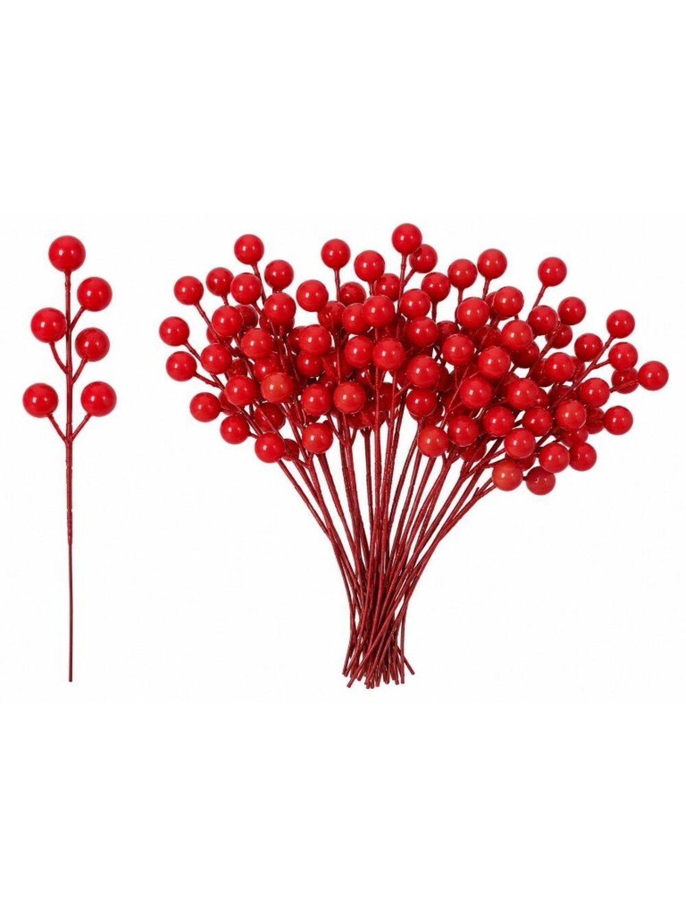 20 Artificial Red Berry Stems 8 Inch Christmas Picks Faux Berry Sprigs Wreath Ga